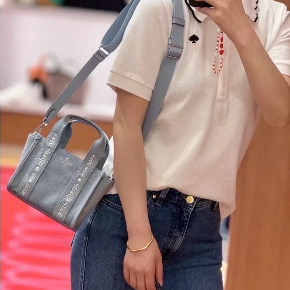 Kate Spade Kip Denim Mini Tote Bag In Blue Multi KL066 - Picture 6 of 6
